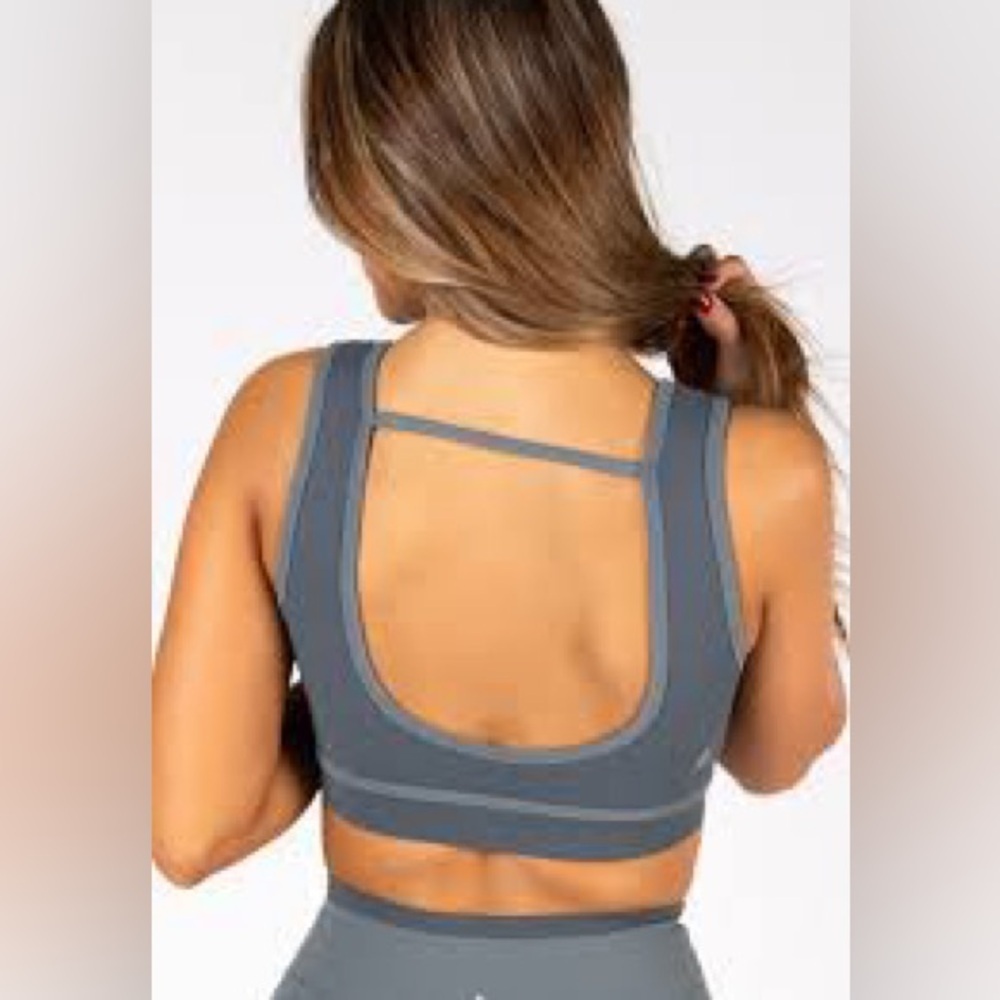 P'tula sweetheart neckline Charcoal gray Sports Bra - Picture 2 of 5